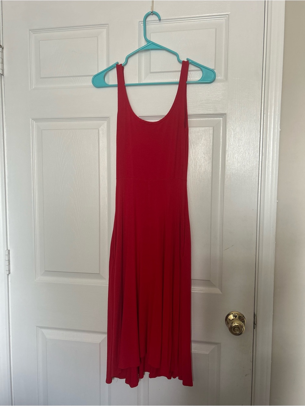Olivia Rae Red Scoop Neck Midi Dress